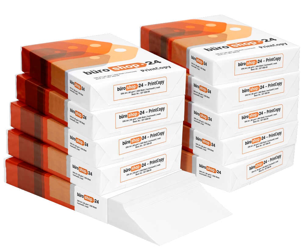 AKTION: büroshop24 Kopierpapier PrintCopy DIN A4 80 g/qm 10x 500 Blatt