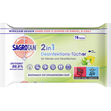 Artikelbild 1 für SAGROTAN® Desinfektionstücher 2in1 1-lagig weiß, 15 Tücher, Artikelnummer 295653