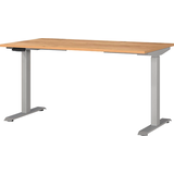 Artikelbild 1 für GERMANIA JET höhenverstellbarer Schreibtisch navarra-eiche rechteckig, T-Fuß-Gestell silber 140,0 x 80,0 cm, Artikelnummer 324303