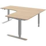 Artikelbild 1 für röhr Techno elektrisch höhenverstellbarer Schreibtisch ahorn L-Form, C-Fuß-Gestell silber 180,0 x 80,0/100,0 cm, Artikelnummer 419349