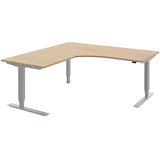 Artikelbild 1 für röhr Techno elektrisch höhenverstellbarer Schreibtisch ahorn L-Form, C-Fuß-Gestell silber 180,0 x 80,0 cm, Artikelnummer 419337