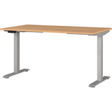 Artikelbild 1 für GERMANIA JET höhenverstellbarer Schreibtisch grandson-eiche rechteckig, T-Fuß-Gestell silber 140,0 x 80,0 cm, Artikelnummer 324289