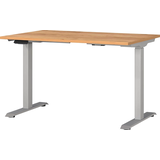 Artikelbild 1 für GERMANIA JET höhenverstellbarer Schreibtisch navarra-eiche rechteckig, T-Fuß-Gestell silber 120,0 x 80,0 cm, Artikelnummer 324248
