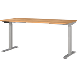 Artikelbild 1 für GERMANIA JET höhenverstellbarer Schreibtisch navarra-eiche rechteckig, T-Fuß-Gestell silber 160,0 x 80,0 cm, Artikelnummer 324378
