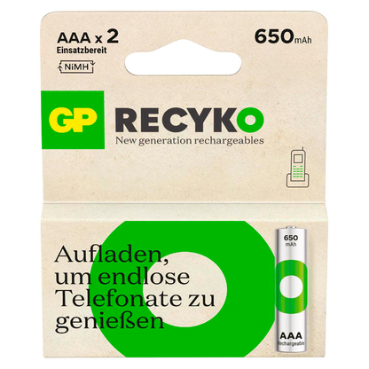 Artikelbild 3 für 2 GP Akkus ReCyko+ Micro AAA 650 mAh, Artikelnummer 255249