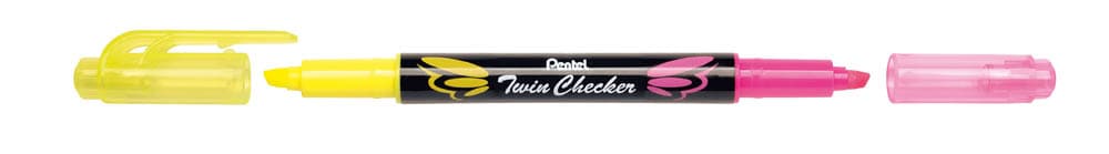 Pentel TwinChecker Highlighter - Zweifarbiger Textmarker 4er Set