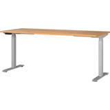 Artikelbild 1 für GERMANIA JET höhenverstellbarer Schreibtisch navarra-eiche rechteckig, T-Fuß-Gestell silber 180,0 x 80,0 cm, Artikelnummer 324457