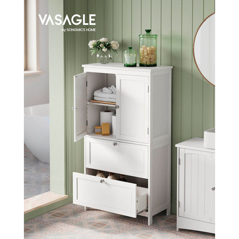 VASAGLE Badschrank weiß 60,0 x 30,0 x 110,0 cm >> büroshop24
