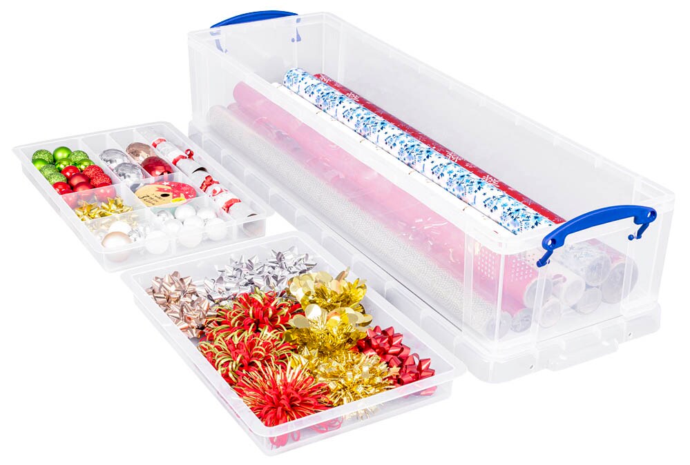 Really Useful Box Aufbewahrungsbox, 84 Liter, Transparent, 2 Stück – Stapelbar, Mit Clip-Verschluss
