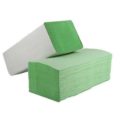 Papierhandtücher V2-3200-G-PR Zick-Zack-Falzung 2-lagig grün, 3.200 Tücher >> büroshop24