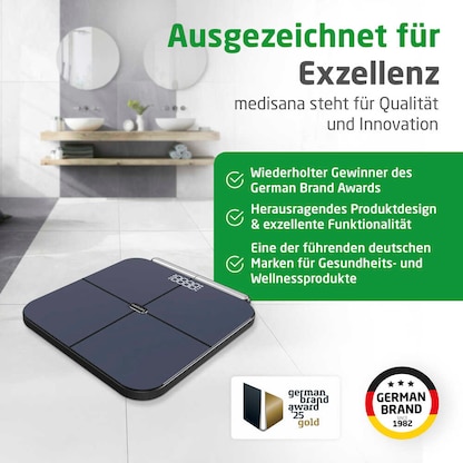 medisana Personenwaage BS 850 connect schwarz für max. 180,0 kg >> büroshop24