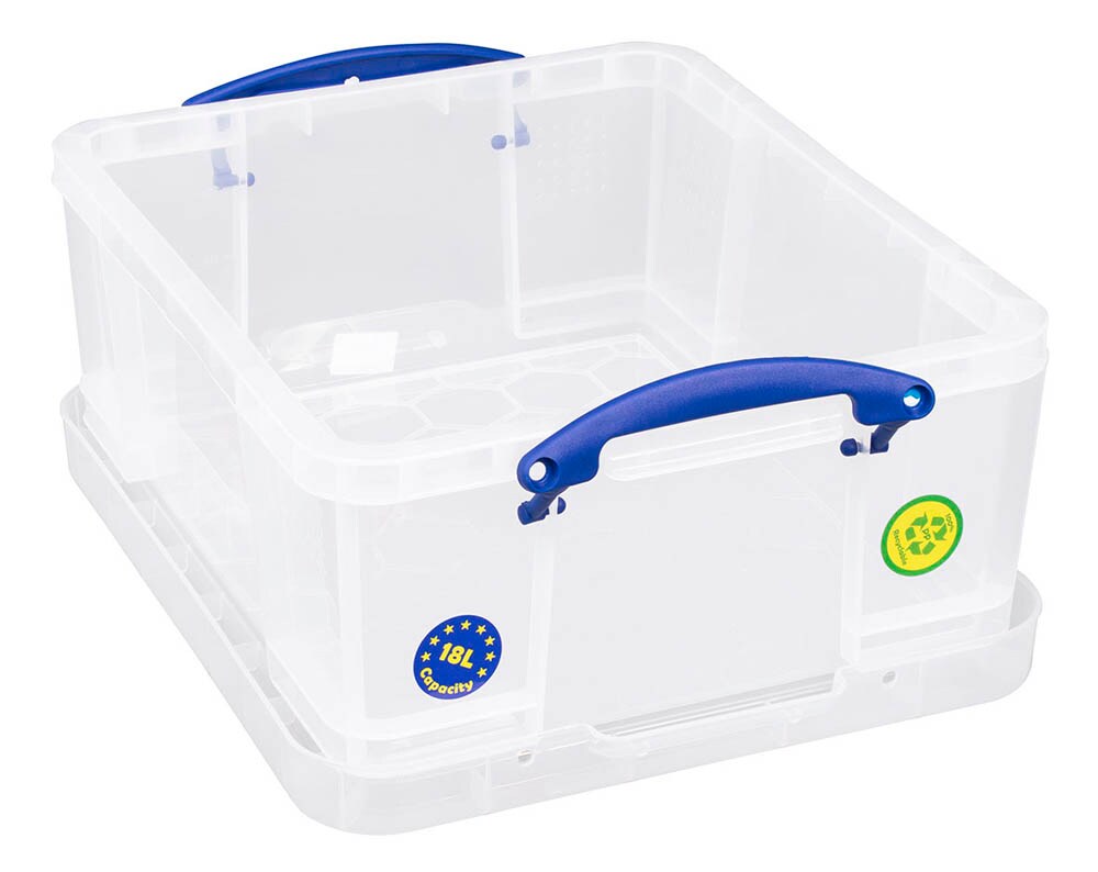 Really Useful Box – 4 Transparente Aufbewahrungsboxen à 12 Liter, Stapelbar Mit Praktischem Lift-Lock-Griff