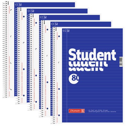 Artikelbild 1 für 5 BRUNNEN Collegeblöcke Student liniert DIN A4 Innenrand, Artikelnummer 838789