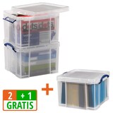 Artikelbild 1 für 2 + 1 GRATIS: 2 Really Useful Box Aufbewahrungsboxen 2x 35,0 l transparent 48,0 x 39,0 x 31,0 cm + GRATIS 1 St., Artikelnummer 475798