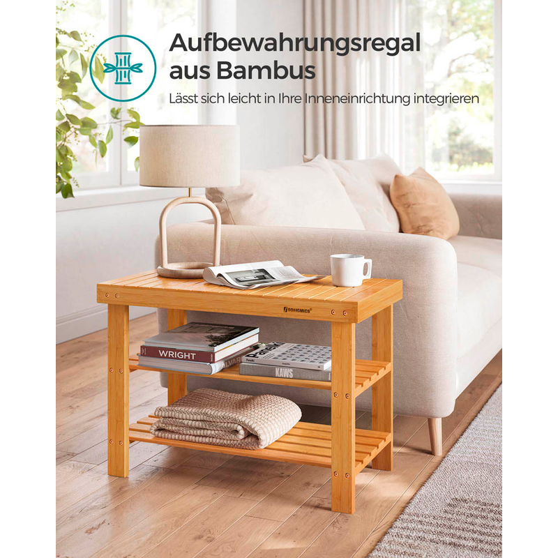 SONGMICS Schuhbank LBS04N natur Holz 70,1 cm >> broshop24