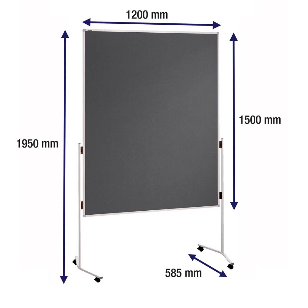 Eurokraft Moderationswand – 1200x1500 Mm, Mobil, Mit Textilbezug & Whiteboard – Grau, Für Büro & Präsentationen