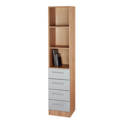 Artikelbild 1 für HAMMERBACHER Regalschrank Prokura, V7600/N/S/RE nussbaum, silber 40,6 x 42,0 x 200,4 cm, Artikelnummer 980292