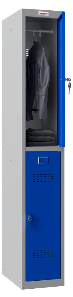 Spind Locker phoenix Spind Locker blau, grau PL1230GBK, 2 Schließfächer 30,0 x 50,0 ...
