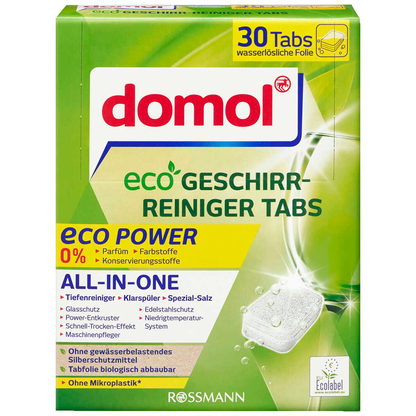 Artikelbild für domol eco POWER ALL-IN-ONE Spülmaschinentabs 30 St., 30 St., Artikelnummer 591196