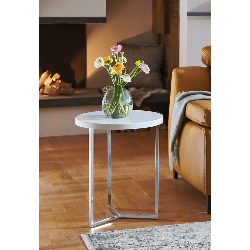 HAKU Möbel Beistelltisch rund MDF-Platte weiß, chrom 45,0 x 45,0 x 54,0 cm, 1 St. >> büroshop24