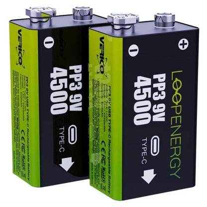 Artikelbild 2 für 2 VERICO USB-Akkus mit Ladekabel LoopEnergy PP3 9V E-Block 500 mAh, Artikelnummer 967642