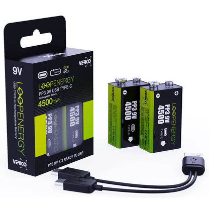 Artikelbild 23 für 2 VERICO USB-Akkus mit Ladekabel LoopEnergy PP3 9V E-Block 500 mAh, Artikelnummer 967642