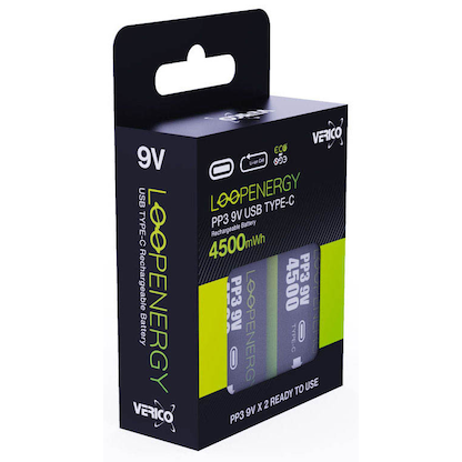 Artikelbild 4 für 2 VERICO USB-Akkus mit Ladekabel LoopEnergy PP3 9V E-Block 500 mAh, Artikelnummer 967642