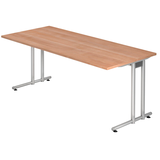 Artikelbild 1 für HAMMERBACHER Prokura Schreibtisch nussbaum rechteckig, C-Fuß-Gestell silber 180,0 x 80,0 cm, Artikelnummer 249134