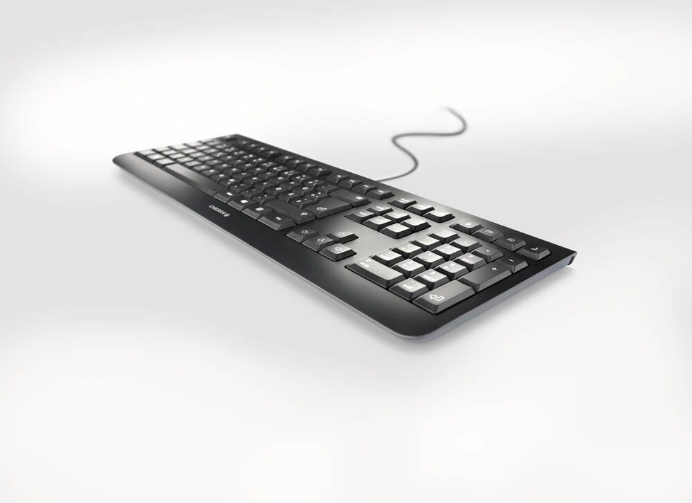 CHERRY Tastatur KC 1000 – Kabelgebunden, Schweizer Layout, Weiß, Flaches Design, Langlebige Tasten