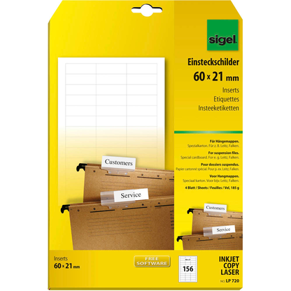 Artikelbild 9 für 156 SIGEL Beschriftungsschilder für Hängeregister weiß, Artikelnummer 432997