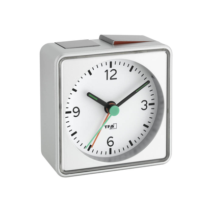 TFA® Wecker weiß silber Kunststoff 7,0 x 7,0 cm >> büroshop24
