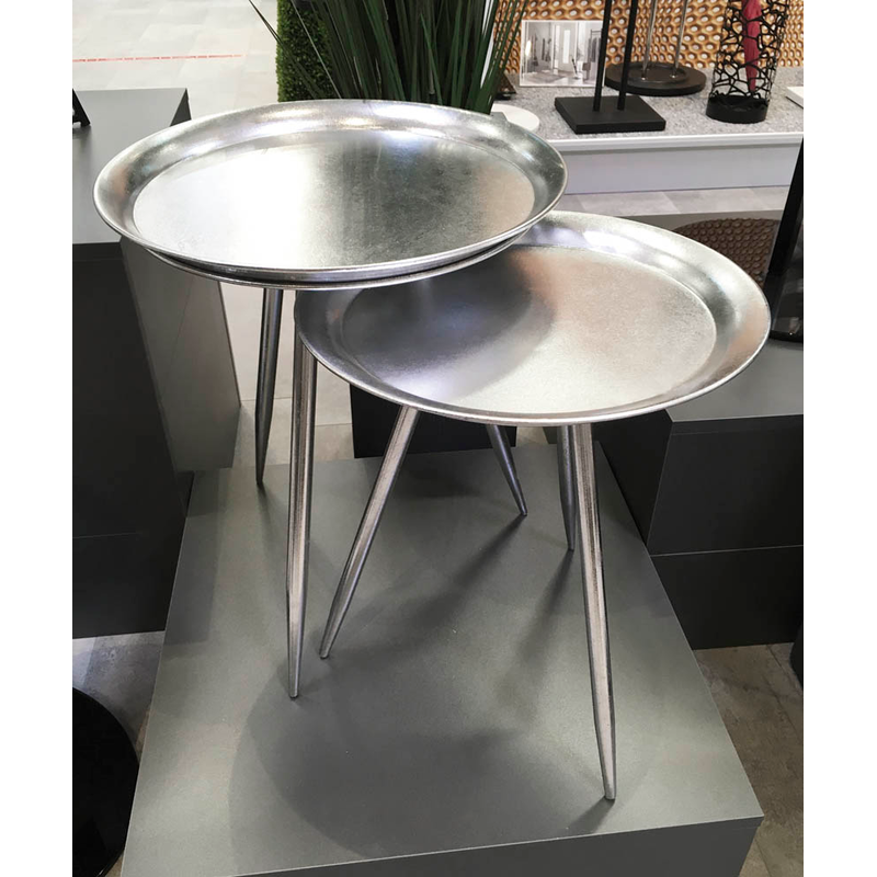 HAKU Möbel Beistelltisch rund Metall silber 38,0 x 38,0 x 47,0 cm, 1 St. >> büroshop24