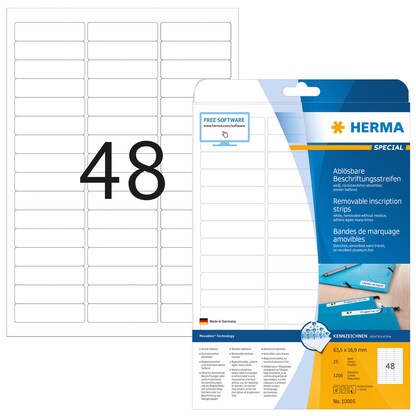 Artikelbild 10 für 1.200 HERMA Etiketten 10005 weiß 63,5 x 16,9 mm, Artikelnummer 781760