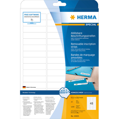 Artikelbild 2 für 1.200 HERMA Etiketten 10005 weiß 63,5 x 16,9 mm, Artikelnummer 781760