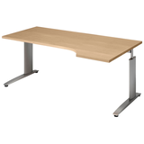 Artikelbild 1 für röhr Techno höhenverstellbarer Schreibtisch ahorn L-Form, C-Fuß-Gestell silber 180,0 x 80,0/100,0 cm, Artikelnummer 427732