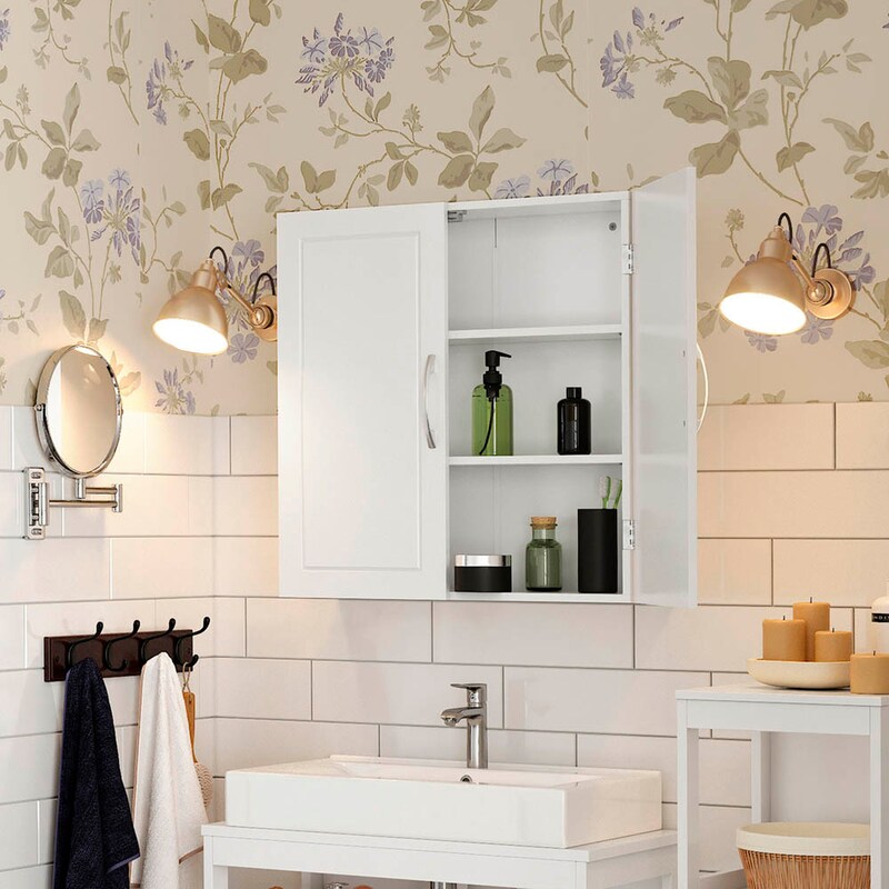Badregal Hängend MRBLS_HOME MRBLS Badezimmerschrank (Weiß) – Hängeschrank Für Badezimmer - Wandschrank Badezimmer – 60 X 80 X 30 Cm (B/H/T Badschrank Hängend