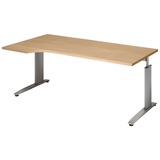 Artikelbild 1 für röhr Techno höhenverstellbarer Schreibtisch ahorn L-Form, C-Fuß-Gestell silber 180,0 x 80,0/100,0 cm, Artikelnummer 428367