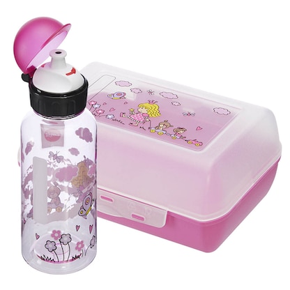 emsa Kinder Trinkflasche & Lunchbox Prinzessin transparent, 1 Set >> büroshop24