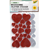 Artikelbild 1 für folia Moosgummi Glitter Herzen rot und silber 40 St., Artikelnummer 479614
