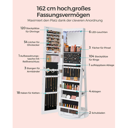 Produktbild von Songmics Schmuckschrank Wandspiegel Zum Hängen Mit Tür Und