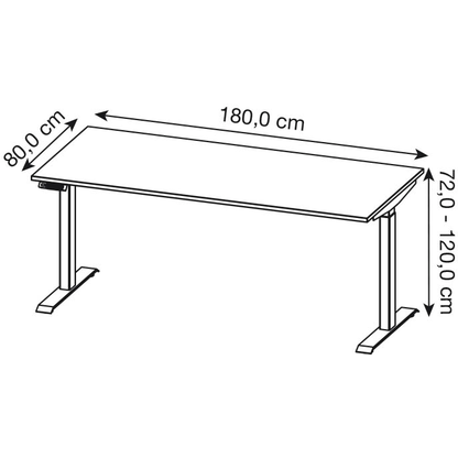 Artikelbild 2 für GERMANIA JET höhenverstellbarer Schreibtisch weiß rechteckig, T-Fuß-Gestell schwarz 180,0 x 80,0 cm, Artikelnummer 211407