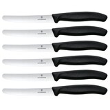 Artikelbild 1 für 6 VICTORINOX Frühstücksmesser silber, schwarz glänzend, poliert, Klinge: 11,0 cm, Artikelnummer 366505