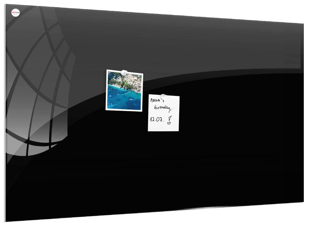 Magnettafel Aus Glas, 50x50 Cm – Beschreibbar, Mit Magneten & Stift, Schwarz