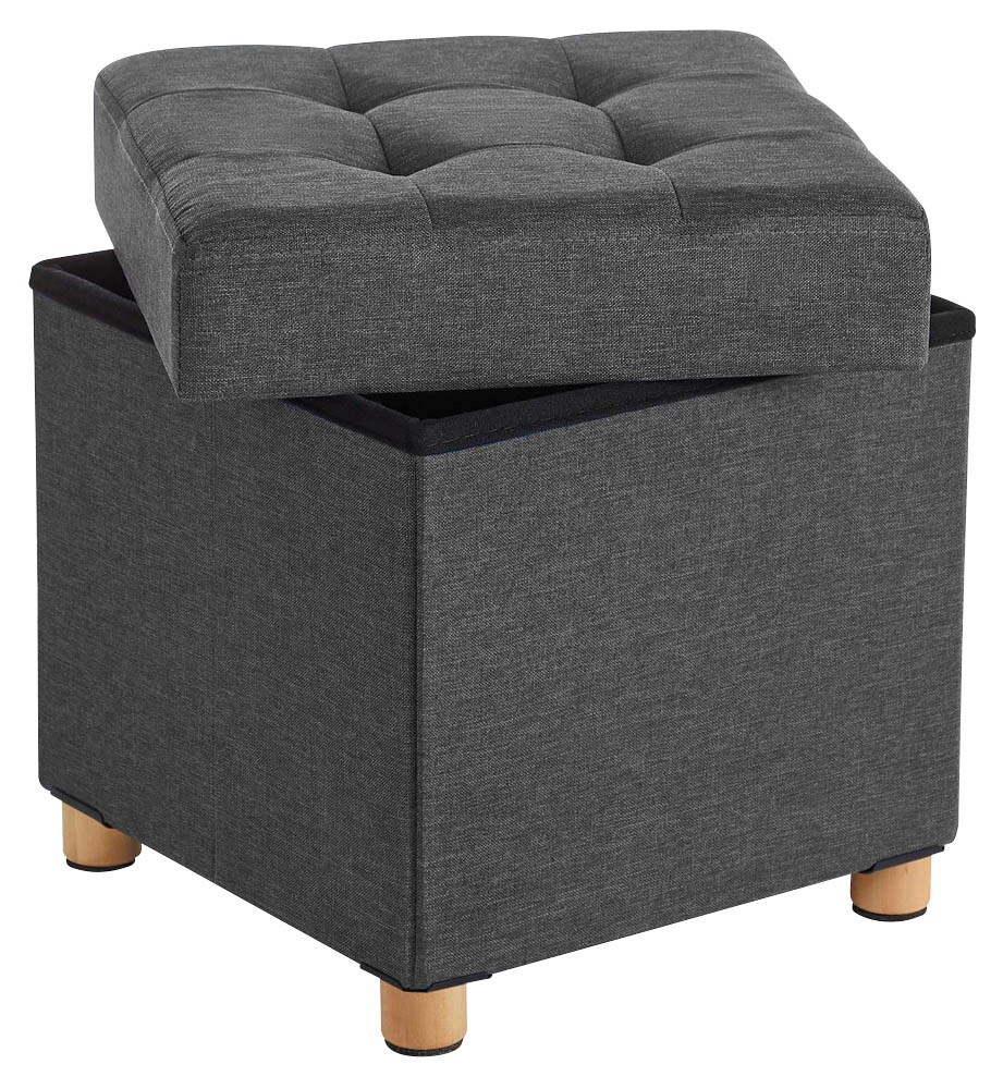 MG Design Polsterhocker Mit Stauraum - Dunkelgrau, 45x90x45 Cm, Bis 300 Kg Belastbar, Ohne Montage, Leicht Zu Reinigen