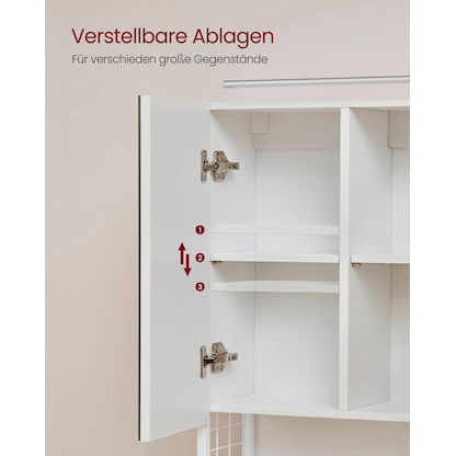 VASAGLE Spiegelschrank weiß 70,0 x 14,5 x 70,0 cm >> büroshop24