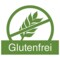 Symbol Glutenfrei: Weizenähre durchgestrichen, darunter grüner Schriftzug 