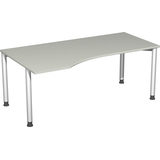 Artikelbild 1 für geramöbel Flex höhenverstellbarer Schreibtisch lichtgrau, silber Trapezform, 4-Fuß-Gestell silber 180,0 x 80,0/100,0 cm, Artikelnummer 879647