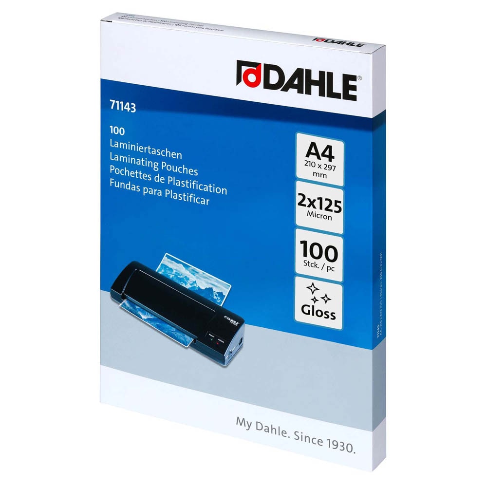 Pochettes De Plastification Dahle 71243 A4 - 125 Microns, Brillant, Lot De 25, Pour Documents à Protéger