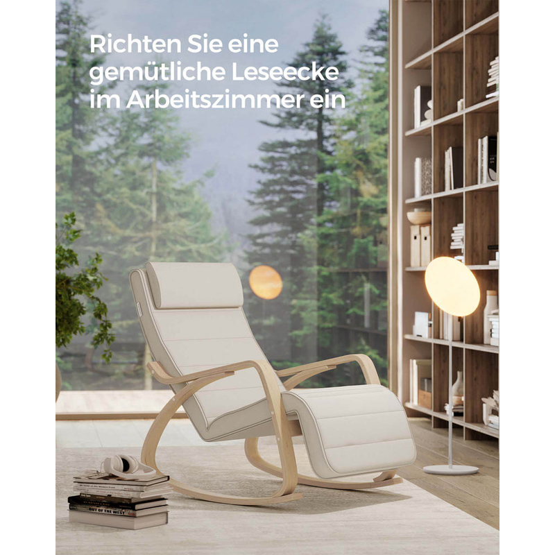 SONGMICS Schaukelstuhl beige braun Stoff 67,0 x 121,5 x 84,0 cm, 1 St. >> büroshop24