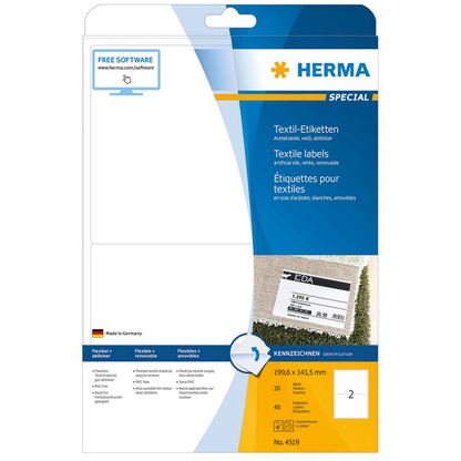 Artikelbild 6 für 40 HERMA Namensetiketten 4519 weiß 199,6 x 143,5 mm, Artikelnummer 558122
